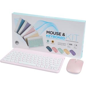 Bluetooth Keyboard and Mouse Combo for iPad - 9.72" Rechargeable Wireless Keyboard & Mouse, Type-C Charging, Perfect for On-The-Go Professionals (Pink)