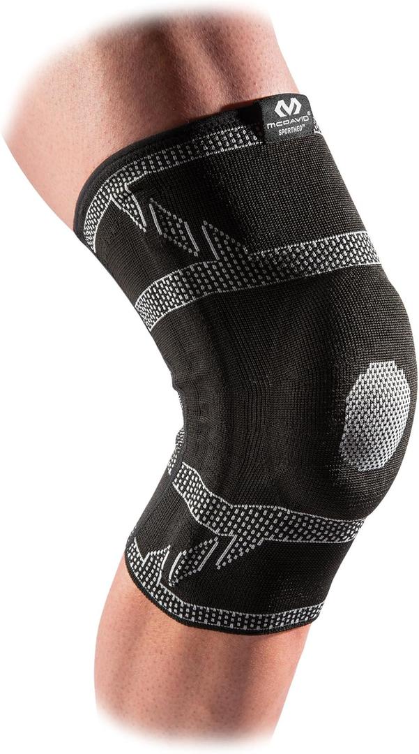 McDavid Elite Knee Sleeve with Gel Pad and Stays. Compression Knee Patella Support for Knee Pain Relief. Engineered Elastic. For Men and Women. Left or Right Leg. Black or Grey. (Medium)