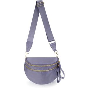 Spacious Nylon Crossbody Bag Bum Bag Handbags Wallets Purses Trendy Shoulder Bag for Women (Cloudy Purple)