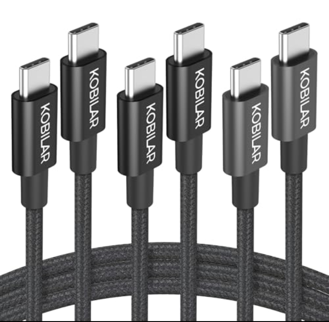  Kobilar USB C to USB C Cable,60W 3A Fast Charging USB C Charger Cable 3 Pack(3.3+5+6.6ft),Type C to Type C Cable for iPhone15/15Pro/16Plus/16ProMax/ipad Air 4/iPad Pro2022/Samsung S23