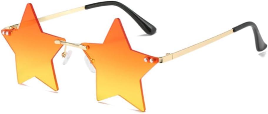 Rimless Star shape Sunglasses Personality Sun Glasses for women/men Party glasses personality pentagram eyewears (Orange)