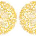 uxcell 2Pcs Retro Lace Placemats, 10.6x10.6inch Round French Crochet Doilies Central Hollow Flower Vase Mat Coaster for Dining Table Home Decoration, Yellow