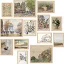 French Country Decor - Vintage Wall Art Prints Cityscape Flower Canvas Painting Prints for Wall Decor, Vintage Landscape Wall Decor Antique Farmhouse Decor European Gallery Wall Prints for Bedroom Living Room Set of 13Unframed (8x10inch)