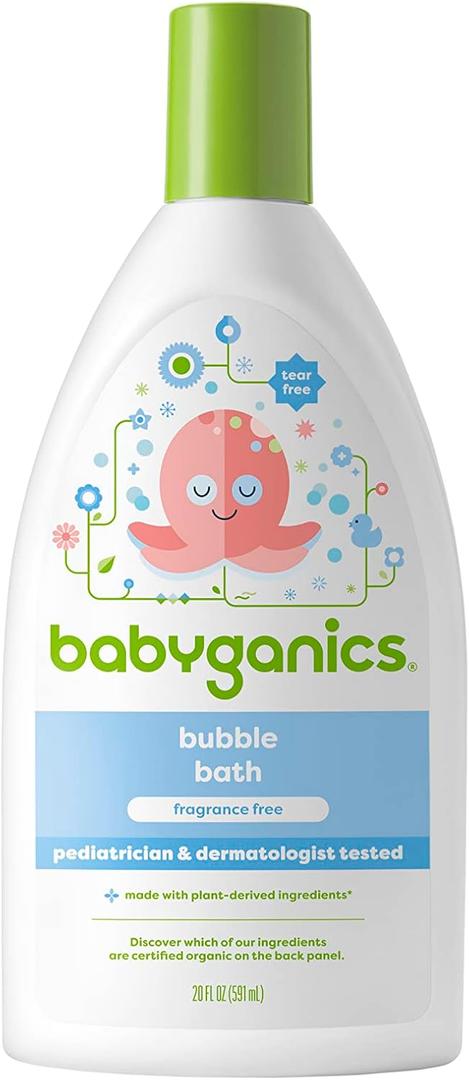 Babyganics Bubble Bath, Gently Cleanses, Fragrance Free, 20 Fl Oz