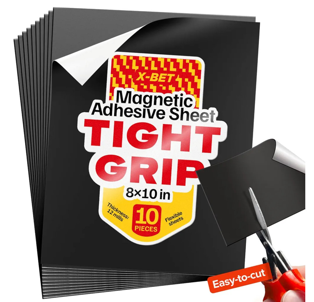 DIY Craft Magnetic Sheets with Adhesive Backing - 8x10 10 Pack Adhesive Sheets for Magnetic Stickers and Photos - 100% Customizable