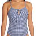 Speedo Women's Swimsuit One Piece V-Neck Strappy Back Contemporary Cut Swimsuit (Pack of 1), Cerulean Blue Texture, 8