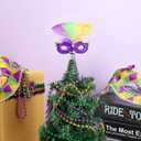 Queekay Mardi Gras Mask Miniature Tree Topper Masquerade Masks with Feather Decorations 4 Inches Mini Purple Green Gold Tree Ornaments for Christmas Carnival Party Decor