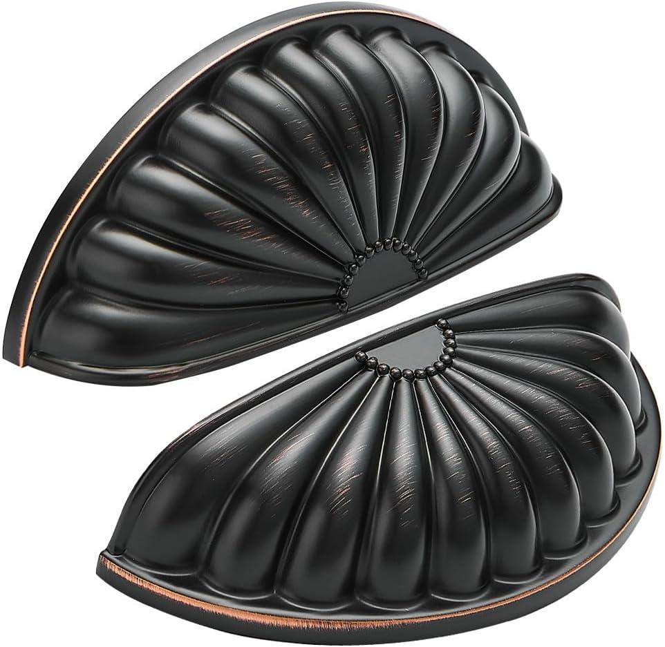 HARPOON 6 Pack Bin Cup Drawer Handles, Vintage Kitchen Pulls Cabinet Hardware, 3 inch Hole Center, Oil Rubbed Bronze