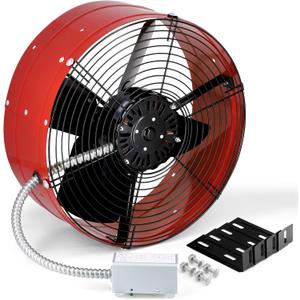Hipoilk Gable Mount Attic Fan with Adjustable Thermostat, 15 Inch Exhaust Fan for Attic, Garage, Shed, 1300 CFM, 1075 RPM, 3.4 Amp