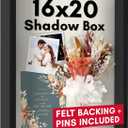 Americanflat 16x20 Shadow Box Frame with Polished Plexiglass - Silhouette Collection - Large Shadow Box Display Case for Tabletop and Wall Display - Black with Soft Felt Back