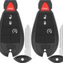 Key Fob Replacement for 2013-2021 Dodge Ram 1500/13-18 Ram 2500 3500 4500 5500 Car Keyless Entry Remote Control,GQ4-53T,4 Buttons,2Pcs