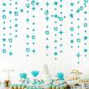Teal Blue 13th Birthday Decorations Number 13 Circle Dot Star Garland Glitter Streamer Banner Backdrop for Girls Boys Official Teenager Cheers to 13 Years Old Birthday 13th Anniversary Party Supplies