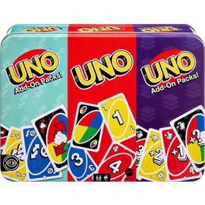 Mattel Games UNO Card Game with 2 Add On Packs & Collectible Tin for Kids, Adults & Family Game Night. 2 to 10 Players (Amazon Exclusive)