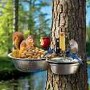 2-Hoop Squirrel/Bird Feeder, 2025 Cute Metal Bowl Outside Tree Mounted, 8.5" Drainage + 5.5" Solid Bowl for Food/Water, Perfect Squirrel Feeders for Yard