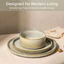 GBHOME 24-Piece Stoneware Dinnerware Set for 8 Ribbed Ceramic Plates and Bowls, Scratch-Resistant, Microwave & Dishwasher Safe, Reactive Glaze, Desert Sage