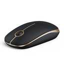 VssoPlor Wireless Mouse, 2.4G Slim Portable Computer Laptop Mouse with Nano Receiver Quiet Silent Optical Mice for Notebook, PC, Laptop, Computer-Black and Gold