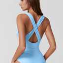 QINSEN Womens Sexy V Neck One Piece Bathing Suit Cross Back Swimsuit High Waist Monokini (XS)