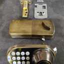 MiLocks TFL-02AQ Digital Deadbolt Door Lock and Passage Lever Handle Combo with Keyless Entry via Keypad Code for Exterior Doors, Antique Brass