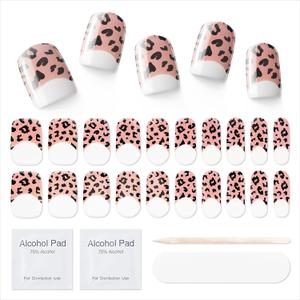 9 x Semi Cured Gel Nail Strips|Works with Any UV/LED Lamps|20 Pcs Gel Nail Stickers|Long-Lasting Two Weeks and Easy to Apply & Remove|Leopard Print
