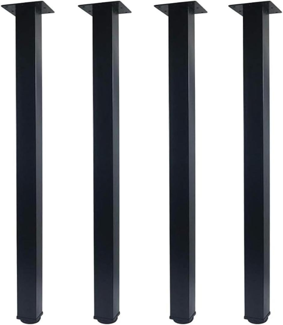 QLLY 27.5 inch / 70cm Adjustable Metal Desk Legs, Square Office Table Furniture Leg, Set of 4 (27.5 inch, Black)