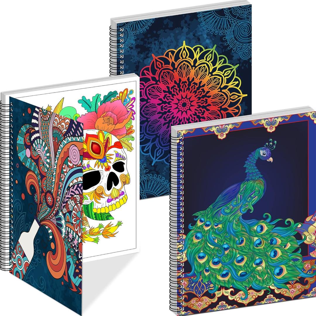 Kalysky Adult Coloring Books Set:3 Coloring Books for Adults Animal Flowers & Other Themes Designs.Coloring Books for Adults to Relax and Relieve Anxiety