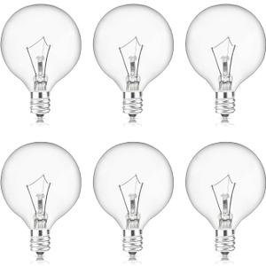 MEQIQTEK Scentsy Light Bulbs for Warmer - 25 Watt Bulb for Full Size Wax Melt Warmers, Replacement Bulb for Wax Warmer Burner Candle Warmer - G16 1/2 Globe Bulbs (6 Packs)