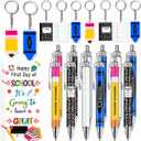 24 Back to School Gifts Bulk, 12 Pens & 12 Keychains with Cards
