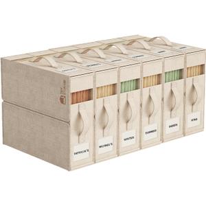6Pack Sheet Organizers for Linen Closet - King/Queen Size Bedding Storage Boxes with Clear Window | Foldable, Dustproof Linen Organizer for Blankets & Sheet Sets,Beige