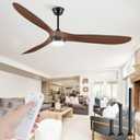 70 inch Propeller Ceiling Fan With Light, Led Large Ceiling Fan with 6 Speeds, 3 ABS Wood Grain Blades Outdoor Ceiling Fans for Patios, Porch, Bedroom, 1/4/8H Timing- Deep Walnut
