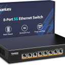 YuanLey 8-Port 5G Ethernet Switch, 8 x 5Gbps RJ45 Ports, Support 5G/2.5G/1G/100Mbps Speed Auto-Negotiation, 80Gbps Switching Capacity, Unmanaged Switch Rackmountable, Plug and Play