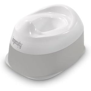 Ingenuity Ready Set Go Potty Training Toilet, Removable Bowl, Non-Skid Bottom, Wide Stable Base, Age 18 Months & Up, White & Grey