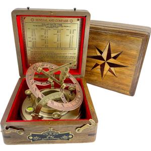 Top Grade 5-Inch Large Brass Nautical Sundial Compass  Perfectly Calibrated Antique Vintage Collectible | Timeless Love Gift for Him & Her  Ideal for Anniversary, Wedding & Fathers Day