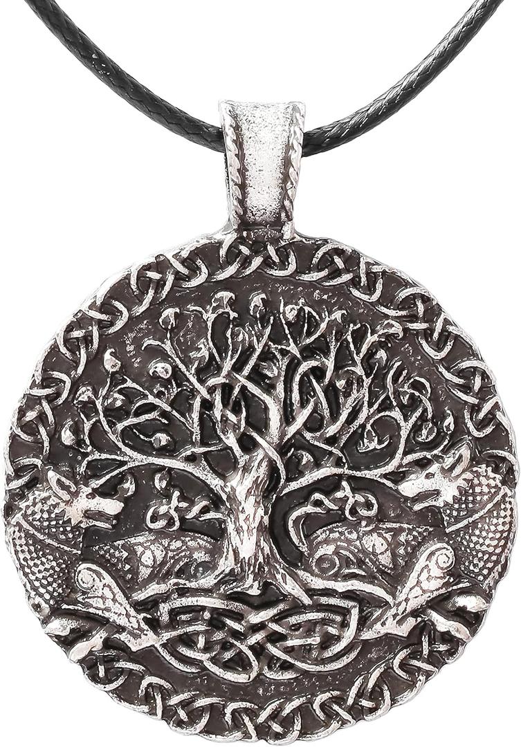 HAQUIL Viking Celtic Wiccan Tree of Life Pendant Necklace, Tree of Life Jewelry Gifts for Men and Women (S04A)