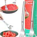 2 x Watermelon Slicer Cutter 2 Pack, 2-in-1 Watermelon Fork Slicer, Summer Watermelon Cutting Artifact, Stainless Steel Fruit Forks Slicer Knife for Family Parties Camping