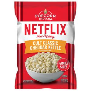 Popcorn Indiana Netflix Now Popping Cult Classic Cheddar Kettle Corn, Family Size (12 count - 8 Oz each), BB Date: 12/19/2025