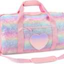 mibasies Dance Bag for Girls Duffle Bag Kids Overnight Travel Sleepover Bags with Shoes Compartment Large