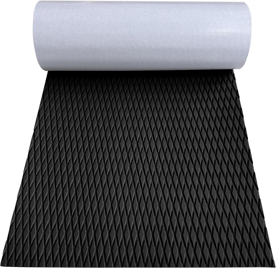 Hjdeck Boat Flooring EVA Foam Boat Decking Marine Carpet Non-Slip Decking Sheet Self-Adhesive Marine Flooring for Fishing Boat Kayak Yacht RV Swimming Pool Golf Cart 94.5"x23.6"/16.1"/11.8" (47.2"x21.6", D-black)