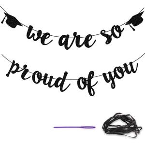 3 x Banner for Graduation Party/Grad Party Decorations- We are So Proud of You (Black)