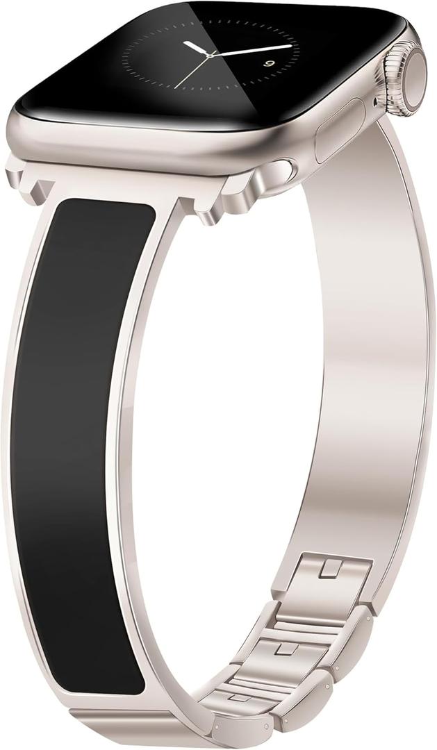 Starlight Slim Watch Bands for Women Compatible with Apple Watch 38mm 40mm 41mm 42mm (S10/11) Jewelry Dressy Bracelet Metal Strap Adjustable for iWatch Series 11/10/9/8/7/6/5/4/SE 3/2/1