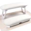 Nail Arm Rest, Professional Foldable PU Leather Nail Hand Rest with PVC Table Mat for Acrylic Nails, Soft Nail Hand Pillow Non-slip for Manicure Salon Use (higher-White)