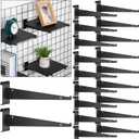 Blulu 20 Pcs 12" Gridwall Knife Shelf Bracket with Lip Metal Wire Gridwall Brackets Hooks Grid Wall Panels Hanger Heavy Duty Shelf Grid Wall Accessories for Home Business Boutique Display (Black)
