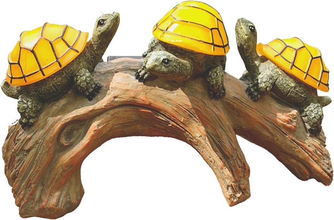 Solar Powered Turtles on Log Outdoor Decor - LED Garden Light, Outdoor Statues, Gifts for Mom, Grandma, Birthday - Turtle Solar Light for Outdoors
