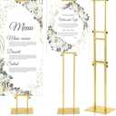 Thyle 1 Pcs Gold Poster Board Holder Stand Height up to 80" Heavy Duty Welcome Sign Stand Double Sided Easel Holder with Base Adjustable Portable Sign for Wedding Restaurant(Metal)