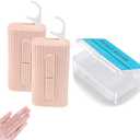 Holy rose Portable Dental Floss Dispenser 2 Box, Portable Floss Picks Case with Adult Floss Sticks 80 Count, Flossers Toothpicks Boxs Perfect for Home, Travel Cleaning Teeth Oral Care Best Tool(Pink)