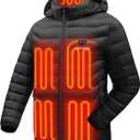 Venustas Unisex Dual-Control Heated Jacket, Water-resistant Heated Coat for Women and Men with Battery Included (Medium, Black)
