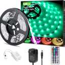LE LED Strip Lights, RGB 5050 LED Strips with Remote Controller, Color Changing Tape Light with 12V Power Supply for Room, Bedroom, TV, Kitchen, Desk (16.4 ft)