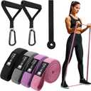 Resistance Bands with Handles,Pull Up Bands Fabric Long Resistance Bands Set of 10 Long Workout Bands with Door Anchor, Handles, Exercise Bands for Working Out, Weight Training (Pink+Purple+Gray+Black)
