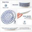 Selamica Small Dinner Plates, Oval Dessert Plates Ceramic, 6 Inch Small Plates for Appetizer, Cake, Snacks, Microwave Dishwasher Safe, Set of 6, Vintage Blue