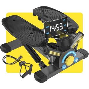 ZIWWVY Stepper Machine with Resistance Bands, Mini Stepper with 300LBS Weight Capacity, Twist Stepper for Full Body Workout, Adjustable Step Height, Smooth and Quiet, Step Machine for Men Women