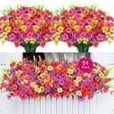 24 Bundles Realistic Fake Flowers for Outdoors, No Fade Faux Silk Flowers & Artificial Plants Lavender, for Garden Patio Porch Decor, Window Box, Hanging Basket, Planter, Grave Decorations